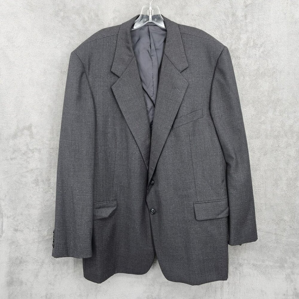 Hickey Freeman Suit Jacket Blazer 48R Grey Tasmanian Wool Loro Piana Super 120s